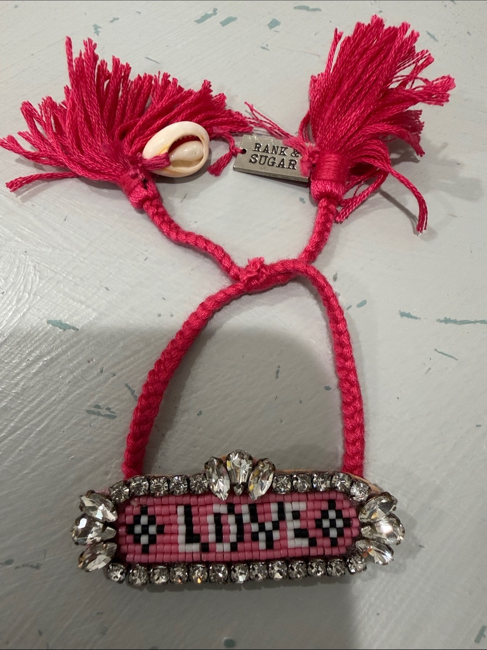 Rank & Sugar  'LOVE' Beaded Tassel Bracelet
